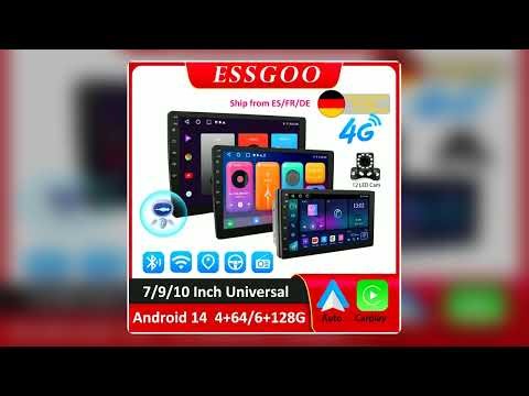 ESSGOO Car Radio Wireless Carplay Android Auto 2 Din 79 GPS Navigator MP5 Player Glass Screen WiFi