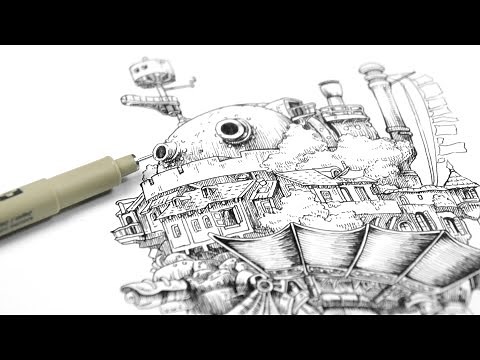 How to draw Howl's Moving Castle （ハウルの動く城）