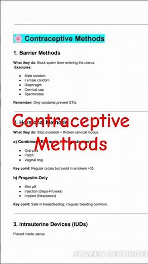 Contraceptive Methods | Types, Uses & Nursing Role Explained #education #anmnursing #nursing