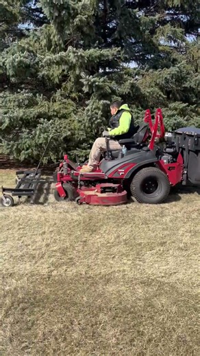 Dethatching a lawn using a JRCO dethatcher attachment on our Ferris mowers #jrco #lawncare #lawnlife