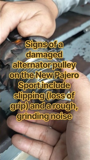 Signs of a damaged alternator pulley on the New Pajero Sport include slipping (loss of grip)