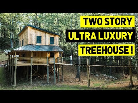 2-STORY ULTRA LUXURY TREEHOUSE w/ Waterfall & Bridge! (Full Tour)
