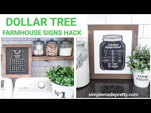 DOLLAR TREE DIY - Farmhouse Signs Hack - DIY Laundry Signs, DIY Kitchen Signs