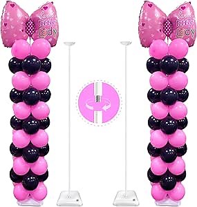 YALLOVE Heavy Duty Metal Balloon Stand Set of 2, Height Adjustable 1.3 to 10.5 Ft, Free Combination Balloon Centerpiece and Column Stand