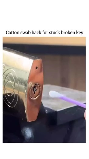 Meme duniya | The video illustrates a DIY hack where a cotton swab is lit on fire and inserted into a lock’s keyhole to melt and grip a stuck broken key... | Instagram