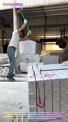 Raw Power and Masterful Craftsmanship: A Master Stonemason Splits a Giant Slab of Granite! 🪨🔨↓