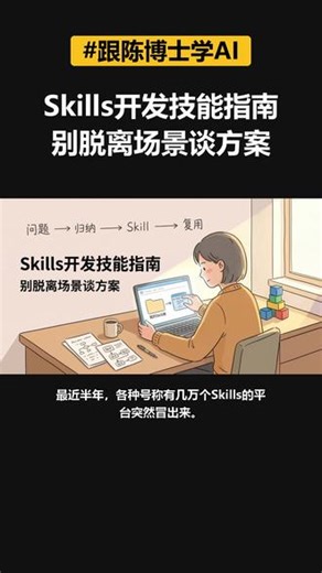 Skills开发技能指南 别脱离场景谈方案 最近半年，各种号称有几万个Skills的平台突然冒出来。看着酷炫的功能列表，我反而慌了——我们是不是搞反了？Skills再强，也得先问一句：龙在哪？没有具体问题，屠龙刀就是废铁。#Skills开发