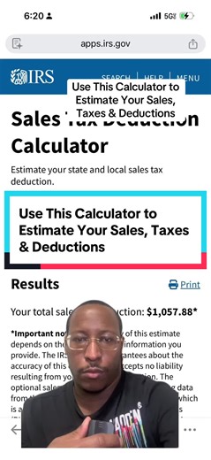 Use This Calculator to Estimate Your Sales, Taxes & Deductions https://www.irs.gov/credits-deductions/individuals/use-the-sales-tax-deduction-calculator #taxes #taxrefund #PersonalFinance #CapCut