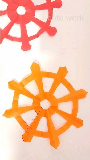 ධර්ම චක්‍රය කැපීම 🌼 how to make dharma chakra/dharma weel for wesak kudu #dharma #papercutting #diy