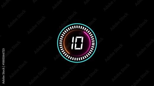 Minimal high quality countdown timer animation from 15 to 0 seconds. Round circle countdown, Modern flat design with animation. real time animated number.