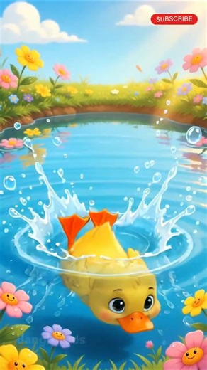 Quack Quack Duck Song 🦆 | Cute Baby Duck Swimming | Kids Nursery Rhyme #shorts #kidsvideo #duck