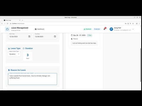 Node js and React js Leave Management Mern Stack