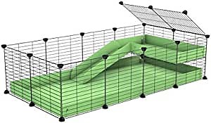 C&C Cage for Guinea Pig 4x2 with Loft & Ramp by KAVEE - Green coroplast