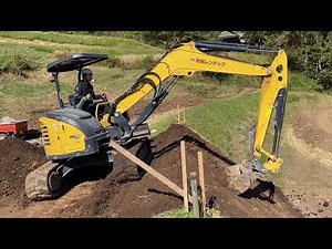 Ryoheiのユンボ仕事(yanmar excavator)☆畦畔〔けいはん〕と法面整形の様子だよ！