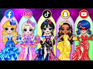 What's the BEST Prom Dress Social Media for Elsa, Ladybug & Wednesday? | DIY Fashion Paper Story
