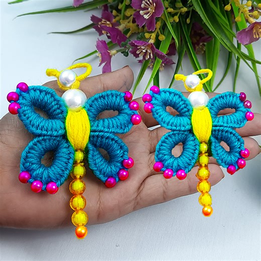 24K views · 227 reactions | It's so Cute ☀️ Easy Dragonfly Making Idea with Yarn - You will Love It !! DIY Amazing Woolen Crafts | Dian Diy Tech | Facebook