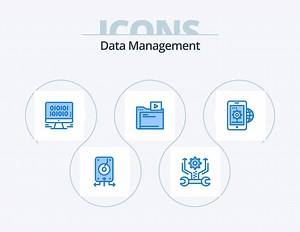 Download Data Management Blue Icon Pack 5 Icon Design. business. video. tools. movie. web for free