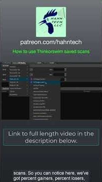 How to use saved scans -Thinkorswim