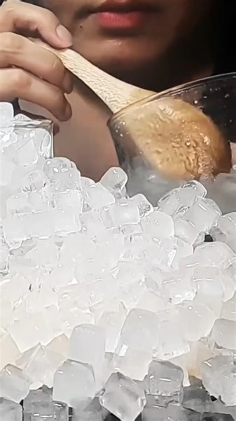 Ice eating ASMR - Ice mukbang - oddly satisfying #satisfyingvideo #satisfying #asmr #viralvideo #ic | Mukbang Review
