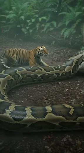 Focus on the Confrontation): BATTLE OF GIANTS: Giant Python Tries to Swallow a TIGER!