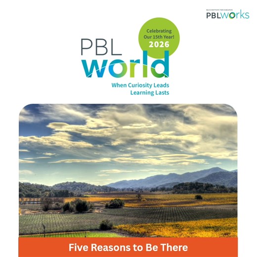 Why PBL World? PBL World is a one-of-a-kind annual event dedicated exclusively to Project Based Learning. It’s where educators deepen their PBL practice while learning alongside an inspiring community of like-minded peers. Curious why so many educators return year after year? The video shares five of the many reasons to join us at PBL World 2026 in beautiful Napa Valley next summer. https://www.pblworks.org/pbl-world | PBLWorks