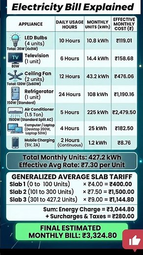 AC 5 Ghante aur Bill ₹4,400?! 😱 | Electricity Bill Calculation Exposed! #shorts #electricitybill