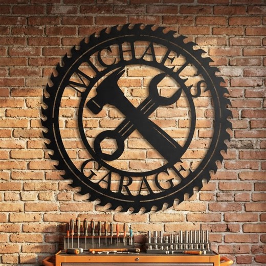 Custom Garage Sign for Men, Personalized Workshop Monogram, Husband Gift, Man Cave Wall Decor, Gift for Mechanics - Etsy