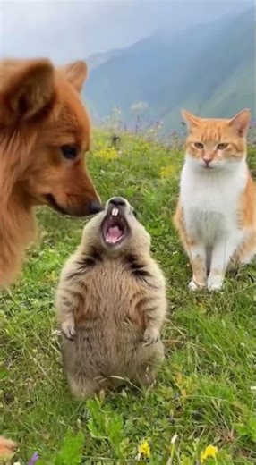 Prairie Dog's Screaming Startles a Cat