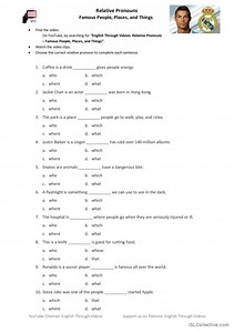 Relative Pronouns Video Activity (who / which / where / that) - People, places, and things