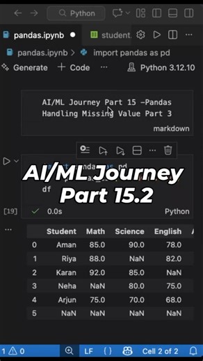 AI/ML Journey Part 15.2 #ai #python #coding #shorts #reels #education
