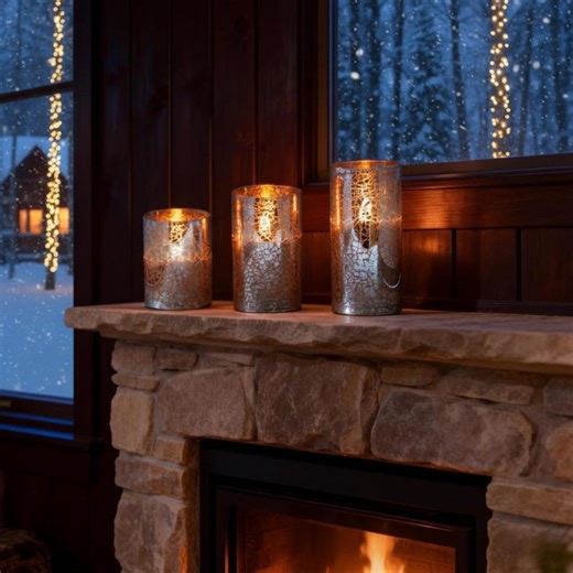 Set of 3 Flameless LED Mercury Glass Candles, Remote Control Timer, Silver Clear - Etsy