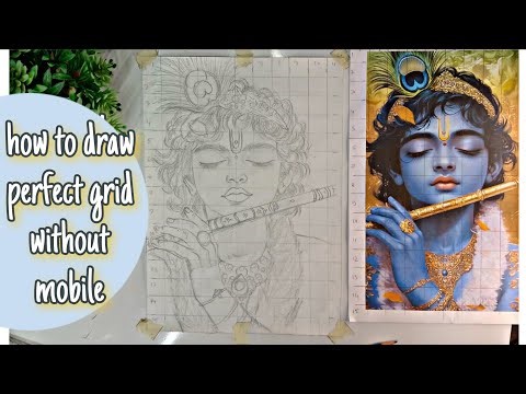 How to draw perfect grid without mobile , how to record drawing video for YouTube , krishna drawing