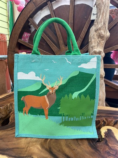 Fair Trade Jute Shopping Bag - Red Deer Design - Eco Friendly Shopper - Reusable Bags - Etsy