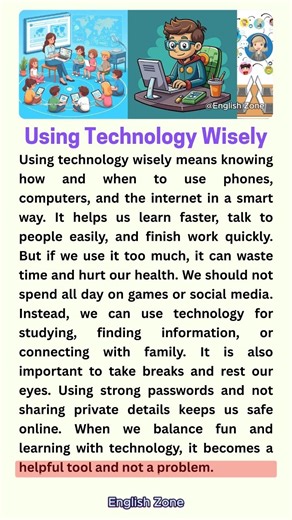 38K views · 1.3K reactions | Using Technology Wisely  #learnenglish #technology #englishtips | English Zone | Facebook