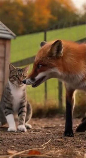 Fearless Farm Cat Saves Hedgehog From Fox Attack