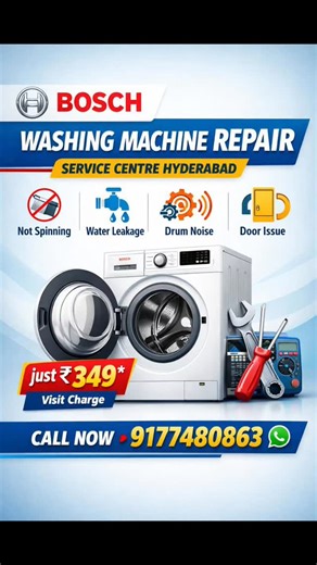 Quick Care Repair on Instagram: "🧺 Bosch Washing Machine Repair Service Centre – Hyderabad 🔧 📞 Call Now: 9177480863 Looking for trusted Bosch washing machine repair services in Hyderabad? We specialize in Bosch washing machine repair and servicing, covering front load, top load, semi-automatic, fully automatic, and inverter models. Our skilled technicians also repair all major washing machine brands, delivering fast, reliable doorstep service across Hyderabad 🏠✨ ⚙️ Washing Machine Issues We 