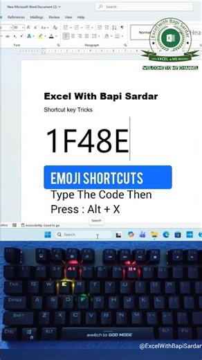 🔥 Create amazing emojis instantly in Microsoft Word using simple shortcut keys! 😍⌨️