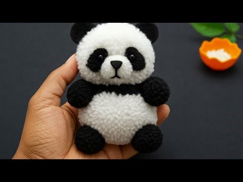 How to make wool panda step by step 🐼/pom pom panda making at home/panda making ideas 💡