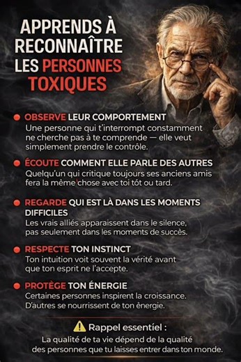 apprend à reconnaître les personnes toxiques