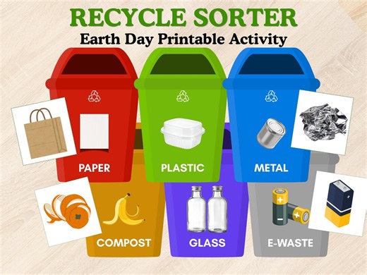Earth Day Recycle Sorting Activity for Kids | Kindergarten Printable Classroom Game - Etsy
