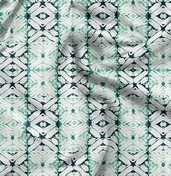 Tie & Dye Pattern - Teal Green - Soimoi Pure Silk Fabric, 42" Wide Printed Silk by The Yard for Scarves, Sarees, Stoles, Dupattas, Dresses & Elegant DIY Sewing Projects