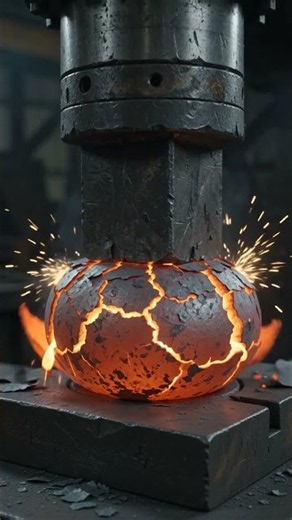 GLOWING STEEL SPHERE vs HYDRAULIC PRESS!