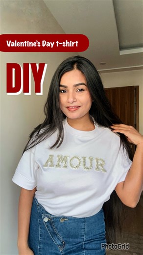 ADITI AGRAWAL on Instagram: "Gucci, Dior se kam hai kya ye t-shirt 🫰🏻♥️ #crafteraditi #valentineweek #valentineDIY #DIYtop #DIY"