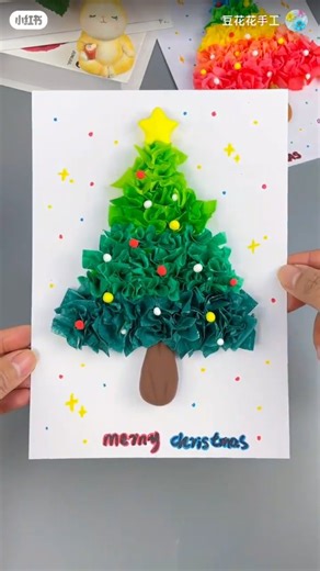 thehandymind on Instagram: "Make a beautiful poke Christmas tree with tissues, it's extremely pretty. Hurry up and poke with your good friends #handmadediy #parentchildcrafts #handmade#christmastree"