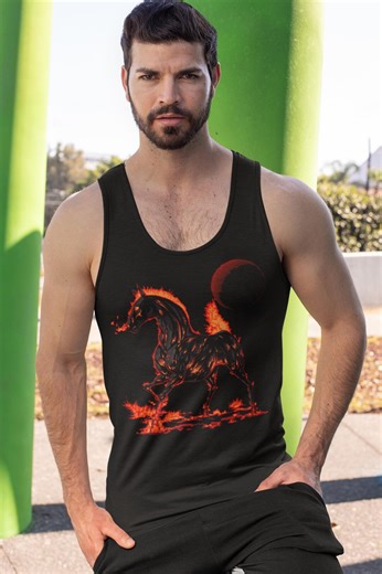 Tiger Flame Men’s Tank Top – Retro Fantasy Fire Tiger Art by Wyvernsmasher - Etsy