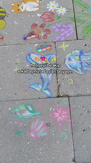Colorful Chalk Art on Sidewalk: Vibrant Drawings Showcase