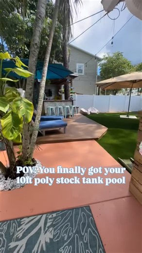Florida Stock Tank Pool Co. on Instagram: "☀️The beautiful 10ft poly stock tank pool! This package is our 2nd most popular and for good reason: -durable & UV resistant -rust proof (our clients know why ours truly are) -it’s our deepest tank sitting at 28inches -can add a salt system -the sides are tapered for more comfortable seating -thick rim so you can easily sit on it -looks cool 😎 (And yes we can paint these too) 📍St. Pete, Florida 🌴We are the official Florida Stock 