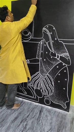 How to Draw Village Woman Cooking | Chalk Art Tutorial #shorts #art #shortvideo