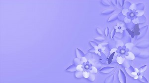 Floral light blue background, loop animation, 3D render