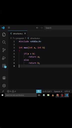 Find Maximum Using Function 😱 C Programming #shorts